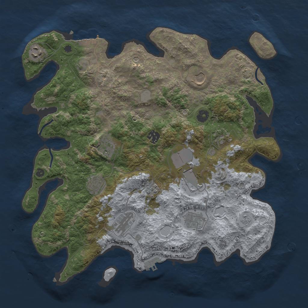 Rust Map: Procedural Map, Size: 3750, Seed: 94945545, 18 Monuments