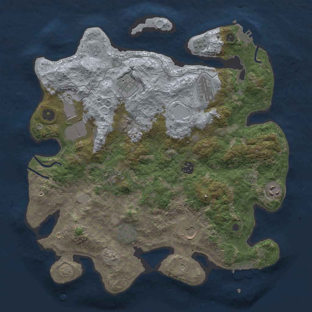 Rust Map: Procedural Map, Size: 3750, Seed: 54798544, 17 Monuments