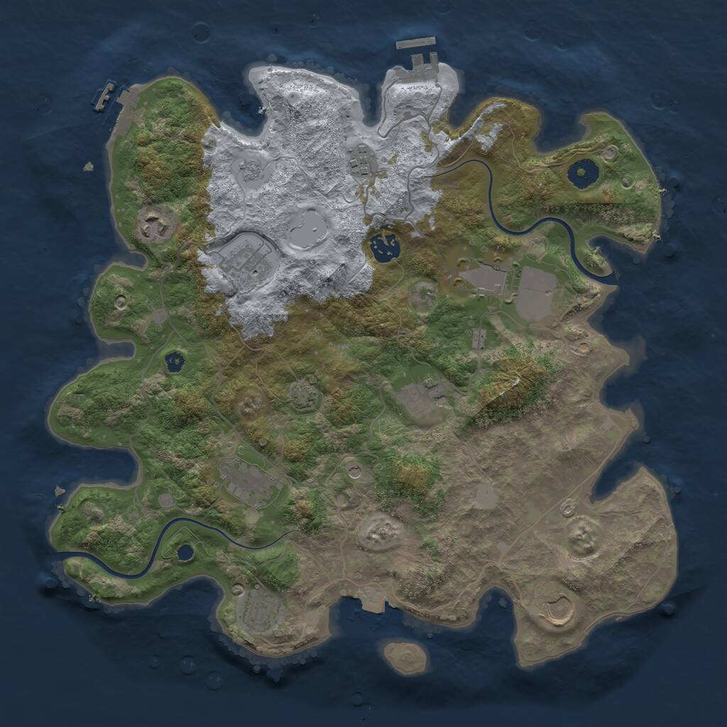 Rust Map: Procedural Map, Size: 3700, Seed: 1328388340, 15 Monuments