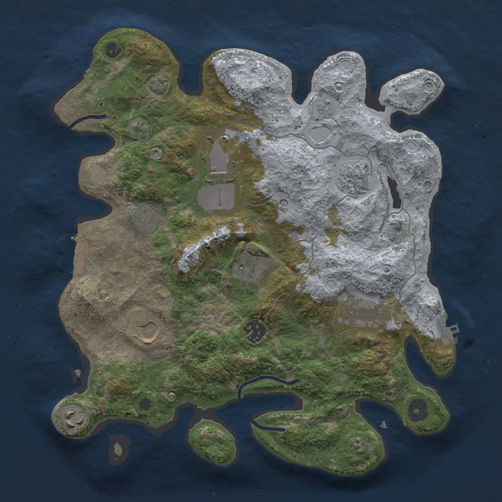 Rust Map: Procedural Map, Size: 3500, Seed: 213512345, 16 Monuments