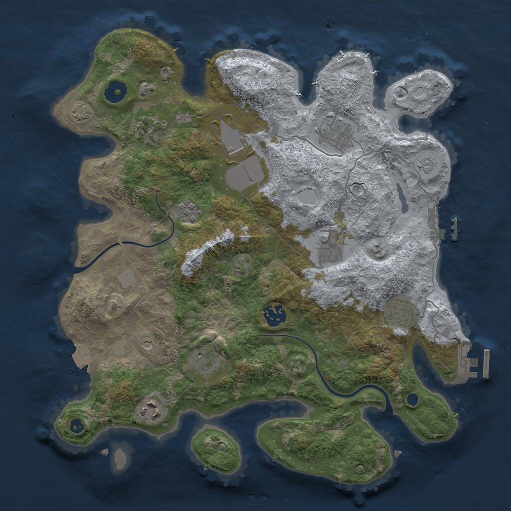Rust Map: Procedural Map, Size: 3500, Seed: 213512345, 15 Monuments
