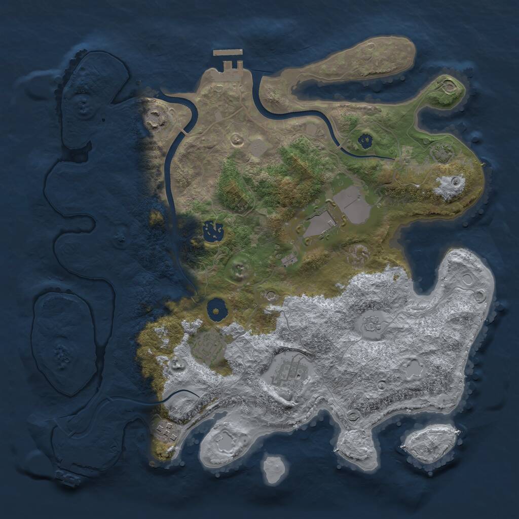 Rust Map: Procedural Map, Size: 3550, Seed: 41474494, 12 Monuments