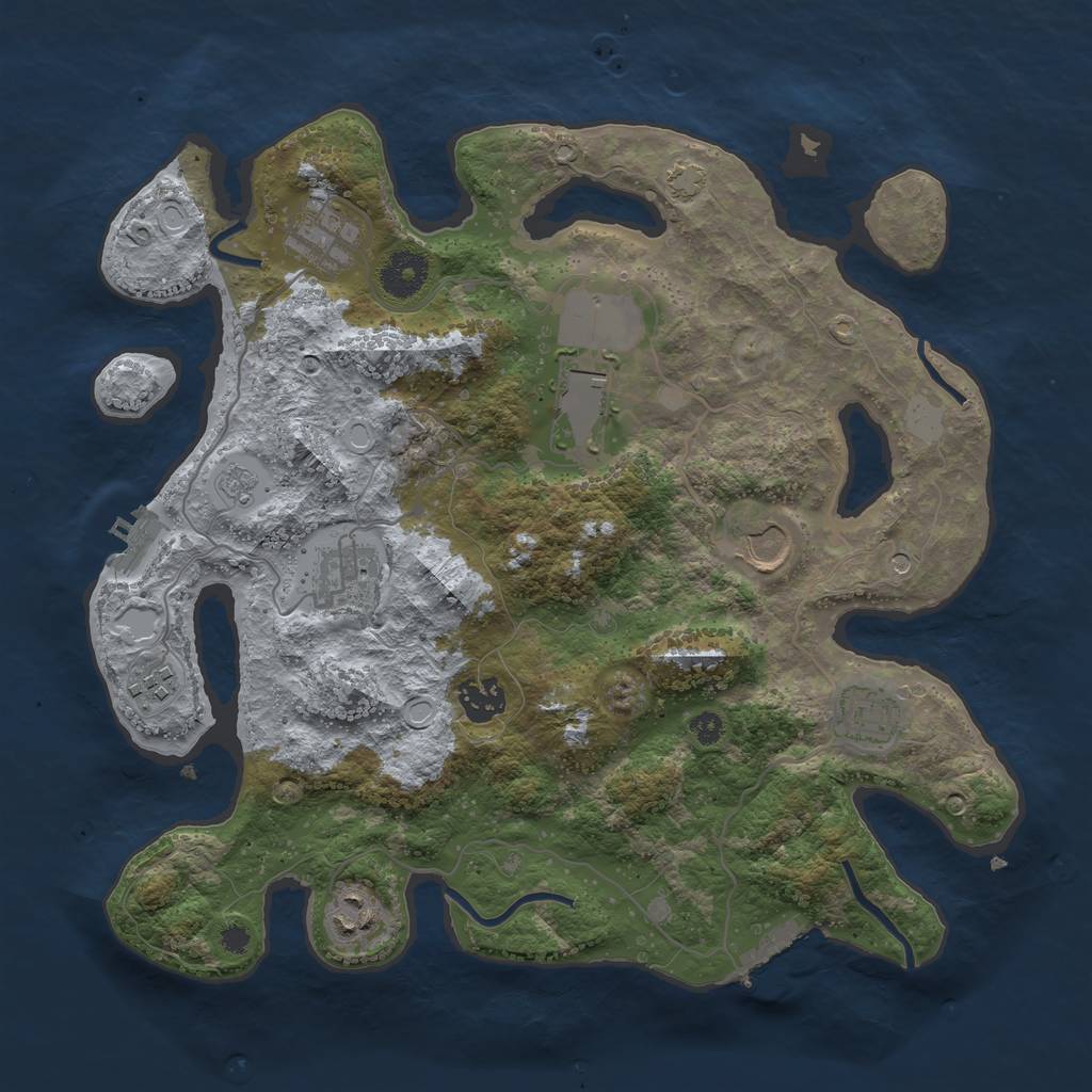 Rust Map: Procedural Map, Size: 3500, Seed: 1402366701, 16 Monuments