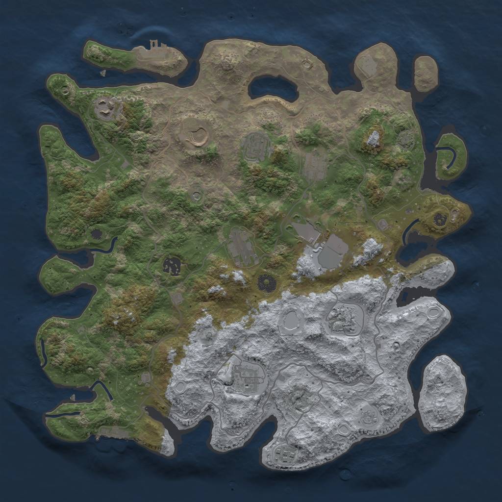 Rust Map: Procedural Map, Size: 4000, Seed: 41099447, 18 Monuments