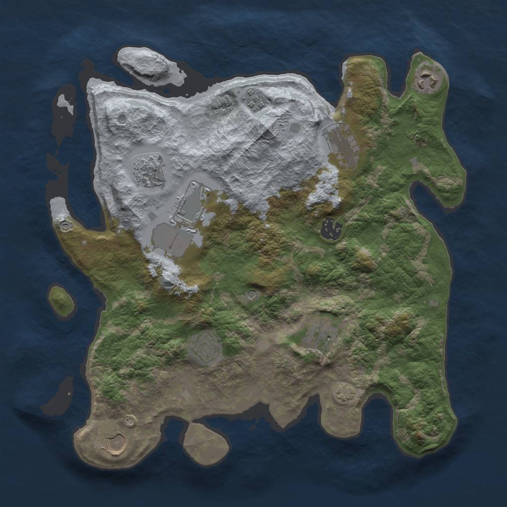 Rust Map: Barren, Size: 3500, Seed: 107059783, 13 Monuments
