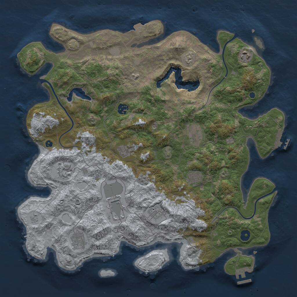 Rust Map: Procedural Map, Size: 4200, Seed: 24937, 16 Monuments