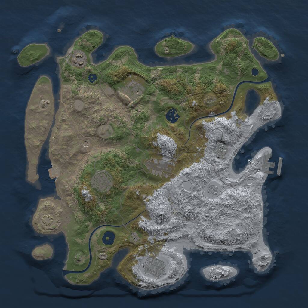 Rust Map: Procedural Map, Size: 3450, Seed: 10812113, 12 Monuments
