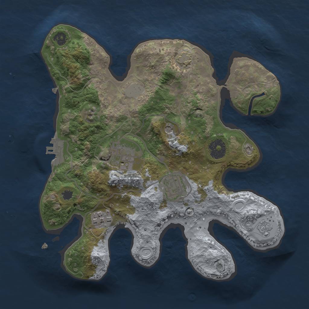 Rust Map: Procedural Map, Size: 2500, Seed: 2023, 10 Monuments