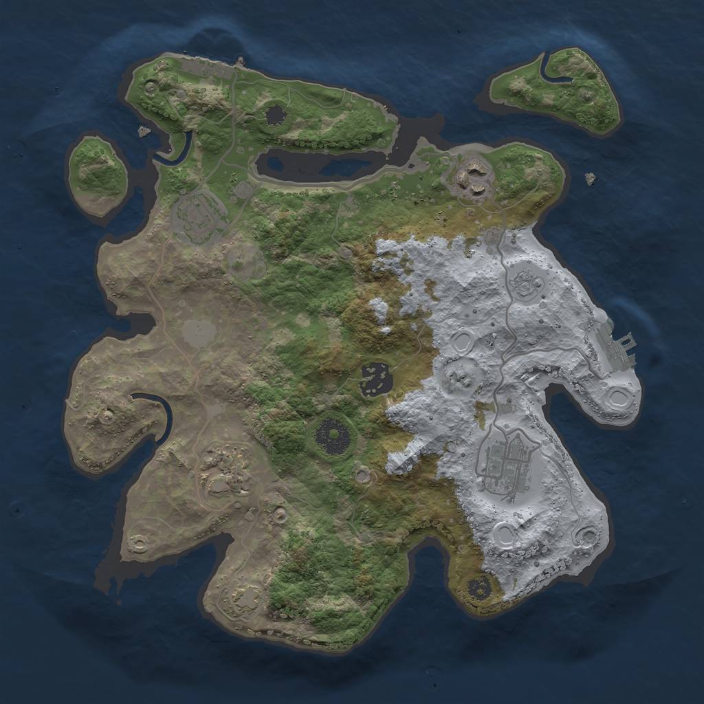 Rust Map: Procedural Map, Size: 3000, Seed: 134198503, 12 Monuments