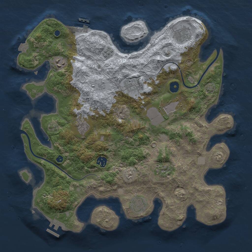 Rust Map: Procedural Map, Size: 3650, Seed: 77951649, 14 Monuments