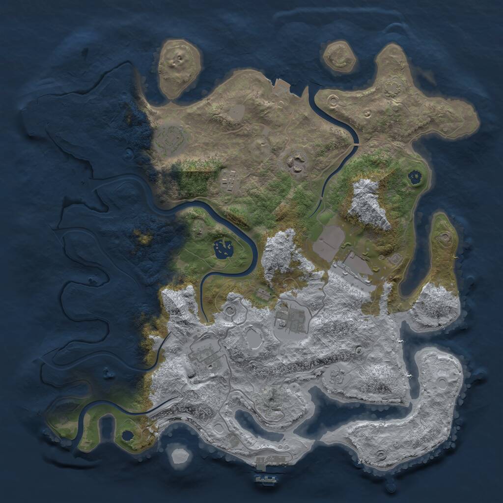Rust Map: Procedural Map, Size: 3750, Seed: 382984755, 13 Monuments