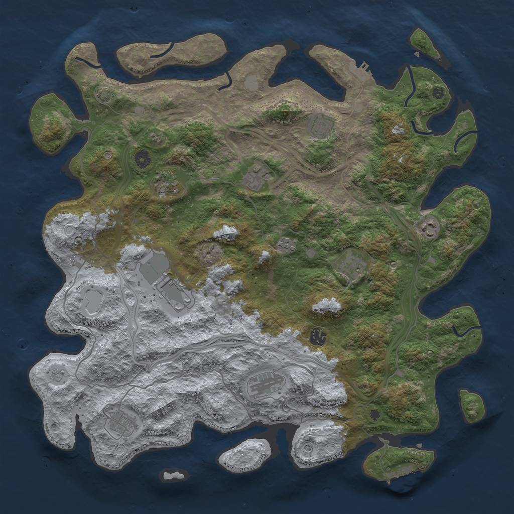 Rust Map: Procedural Map, Size: 4500, Seed: 24937, 18 Monuments