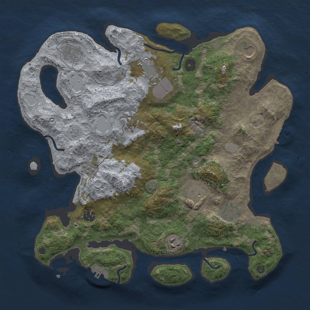 Rust Map: Procedural Map, Size: 3800, Seed: 47455144, 17 Monuments