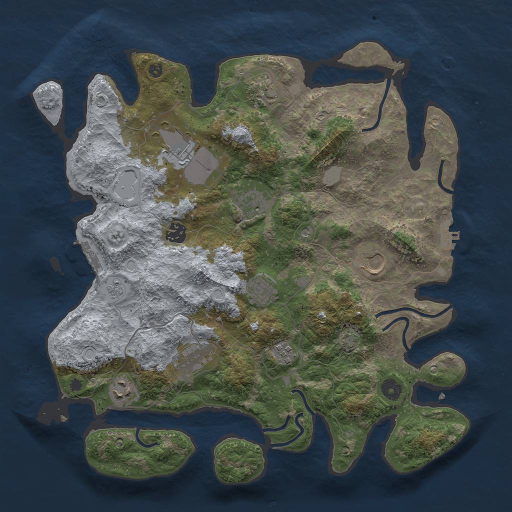 Rust Map: Procedural Map, Size: 3697, Seed: 503693122, 17 Monuments