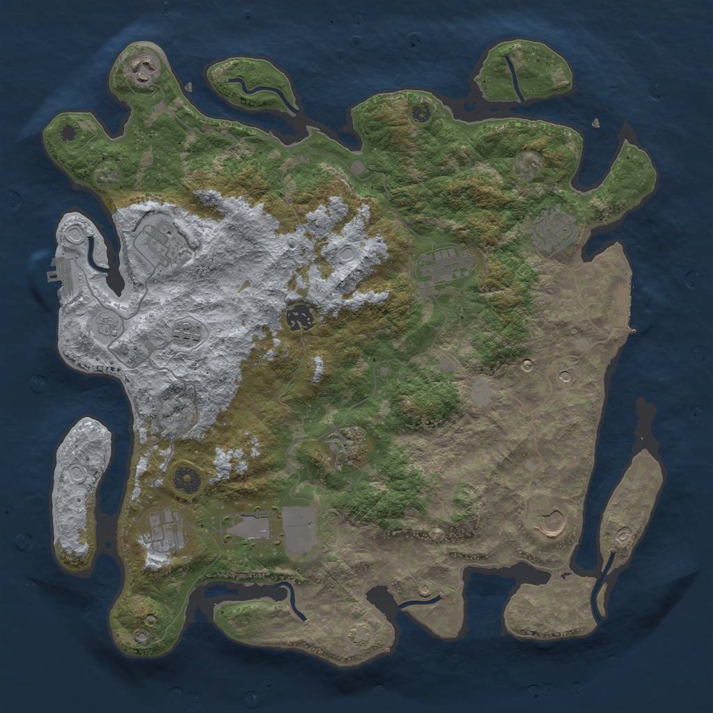 Rust Map: Procedural Map, Size: 3950, Seed: 2931626, 18 Monuments
