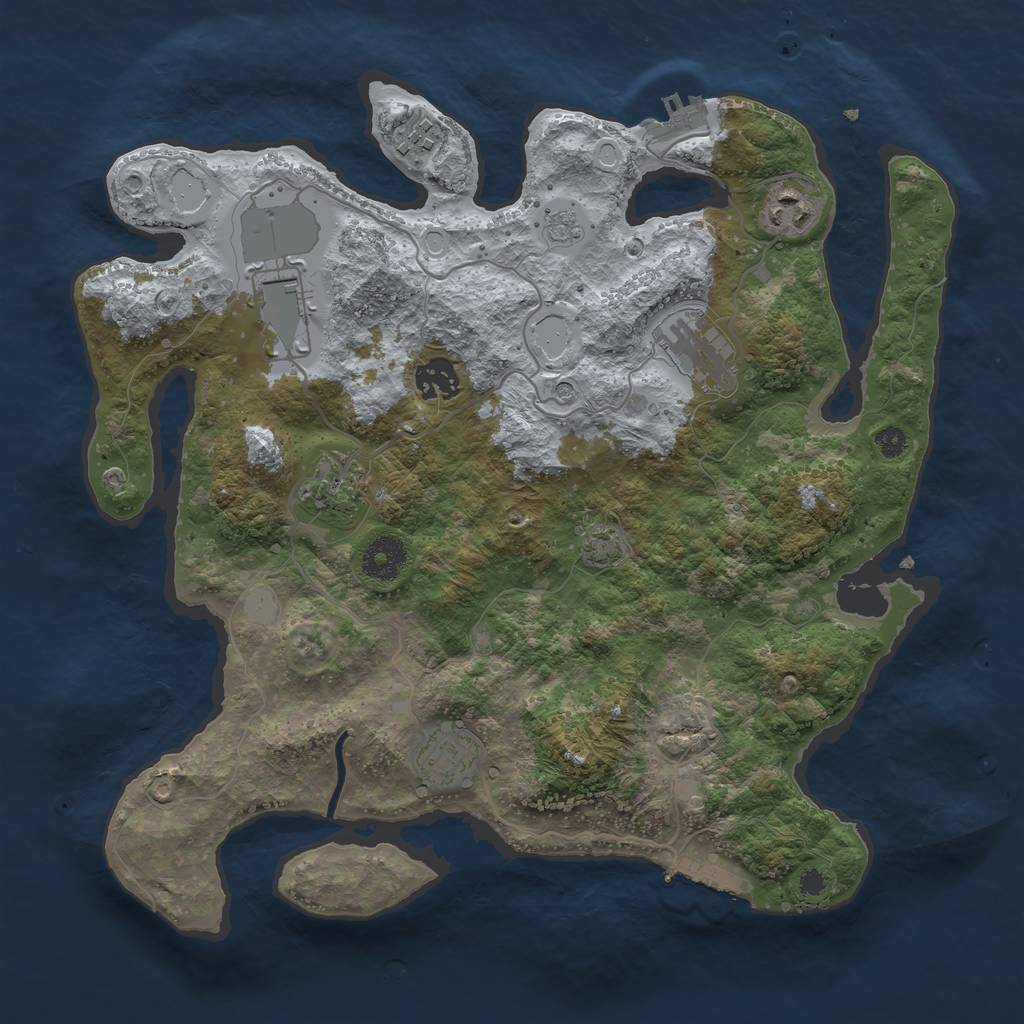 Rust Map: Procedural Map, Size: 3500, Seed: 61547142, 15 Monuments