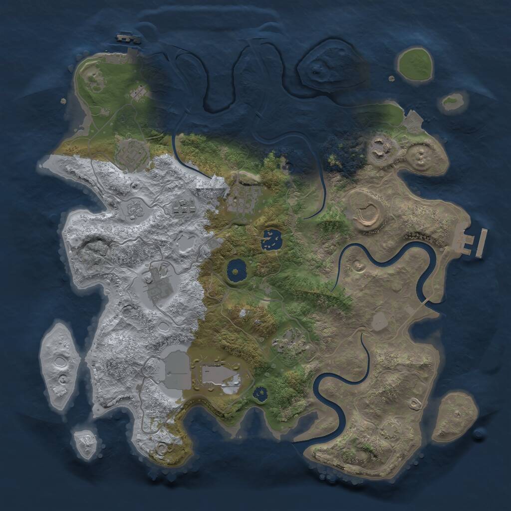 Rust Map: Procedural Map, Size: 3500, Seed: 214117191, 15 Monuments