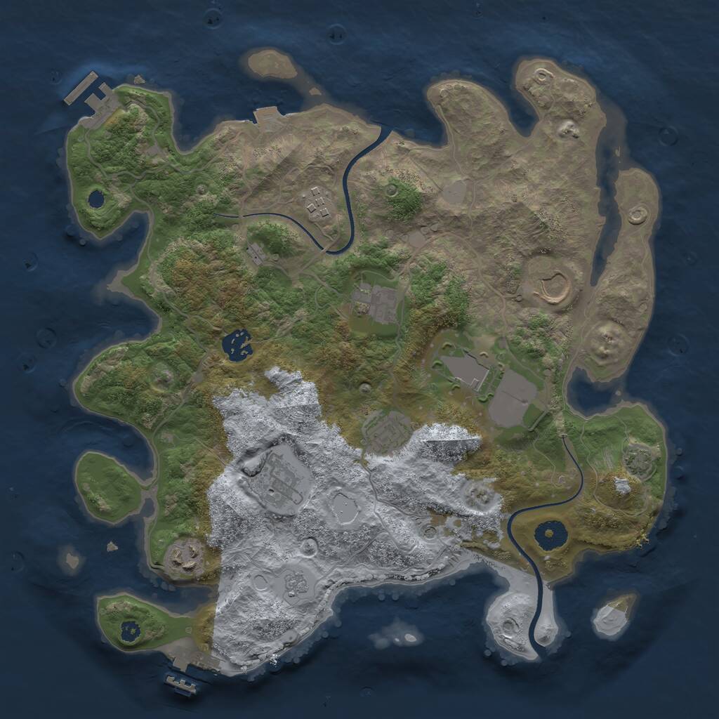 Rust Map: Procedural Map, Size: 3500, Seed: 121558555, 14 Monuments