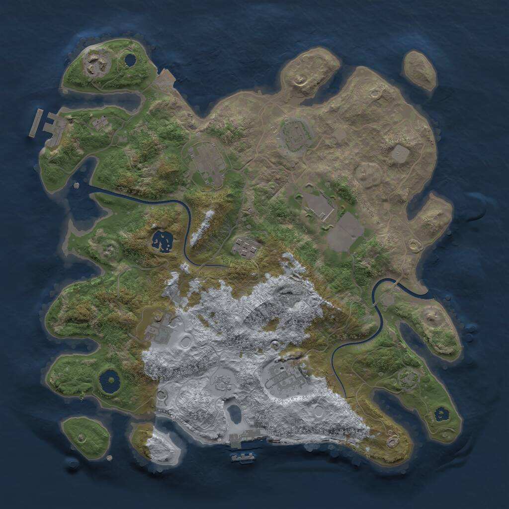 Rust Map: Procedural Map, Size: 3500, Seed: 32138346, 14 Monuments