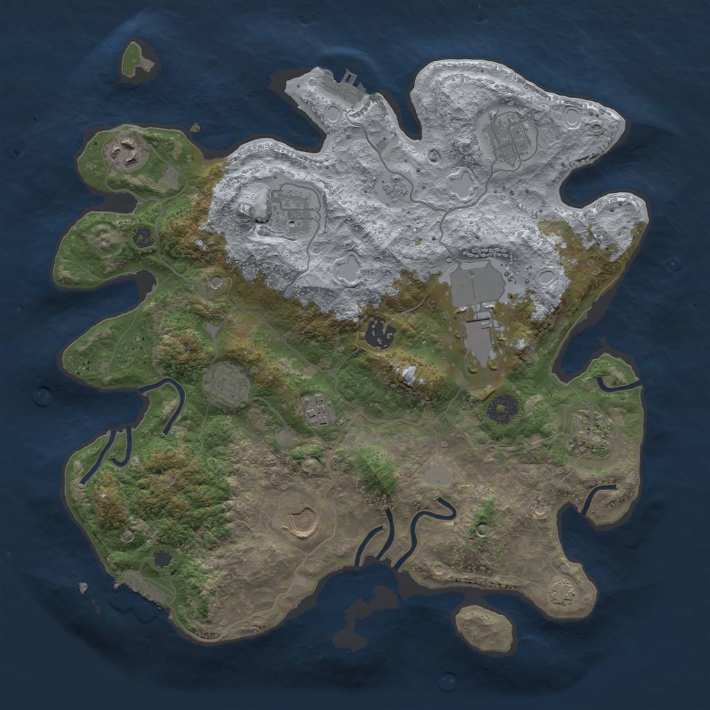 Rust Map: Procedural Map, Size: 3500, Seed: 2135182987, 17 Monuments