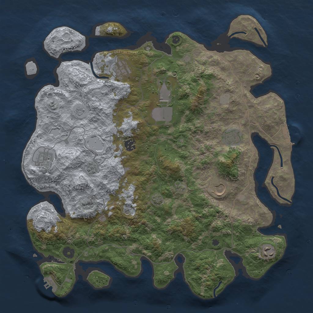 Rust Map: Procedural Map, Size: 4000, Seed: 91583, 16 Monuments