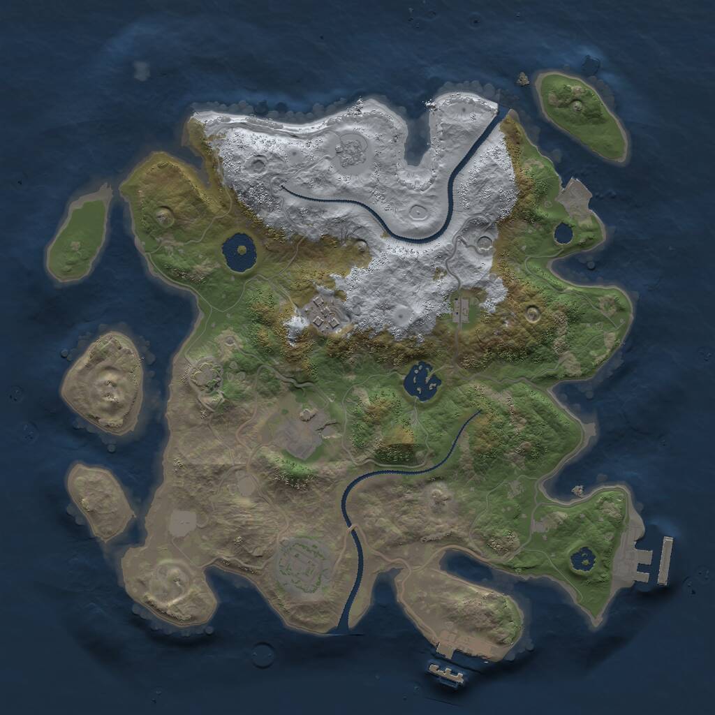 Rust Map: Procedural Map, Size: 3000, Seed: 55119, 10 Monuments