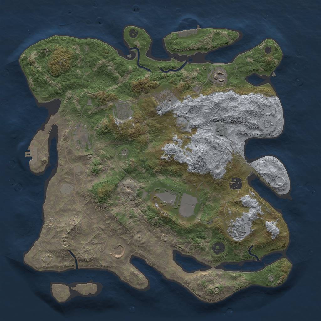Rust Map: Procedural Map, Size: 3800, Seed: 71140228, 17 Monuments