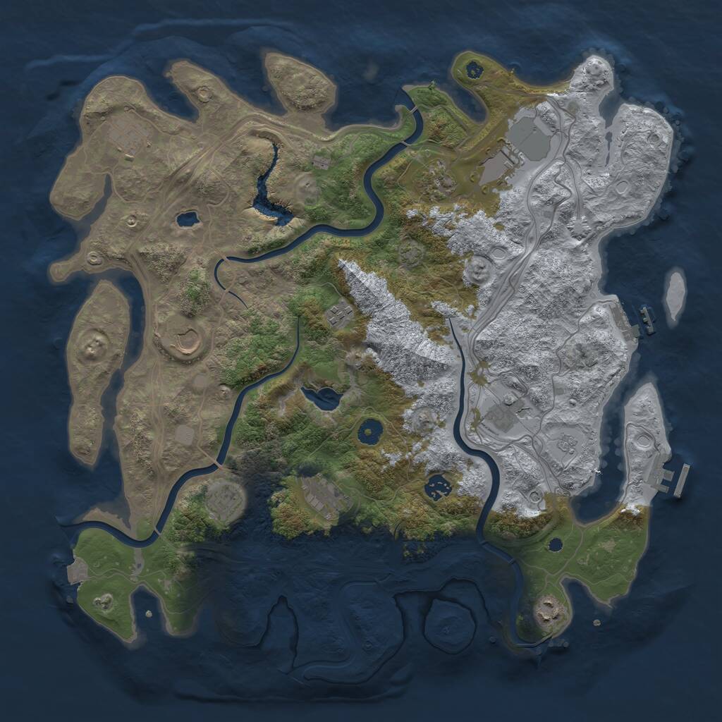 Rust Map: Procedural Map, Size: 4300, Seed: 39736357, 16 Monuments