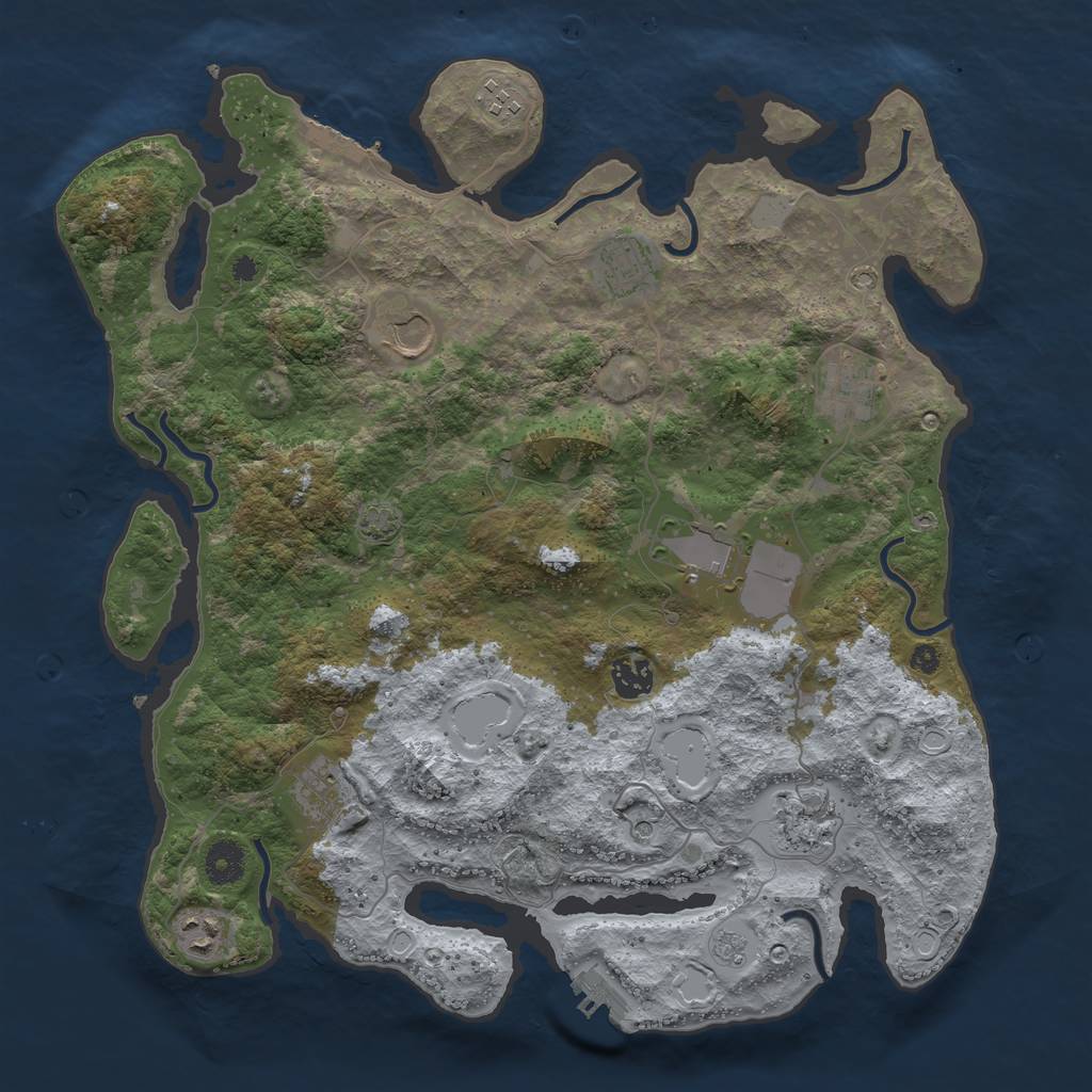 Rust Map: Procedural Map, Size: 3850, Seed: 11422278, 17 Monuments