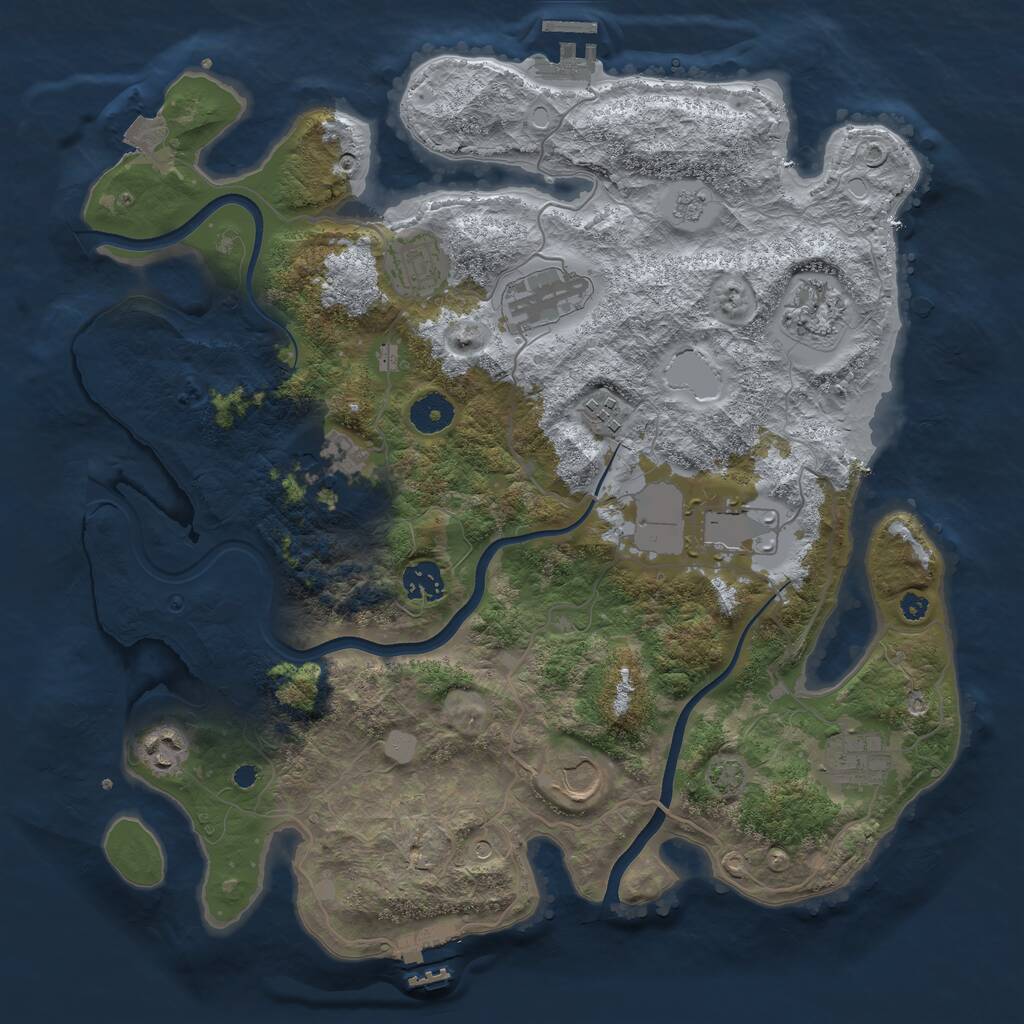 Rust Map: Procedural Map, Size: 3750, Seed: 26061, 16 Monuments