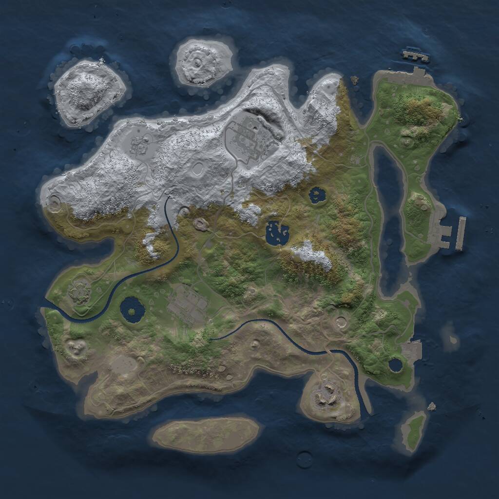 Rust Map: Procedural Map, Size: 3000, Seed: 33675, 10 Monuments