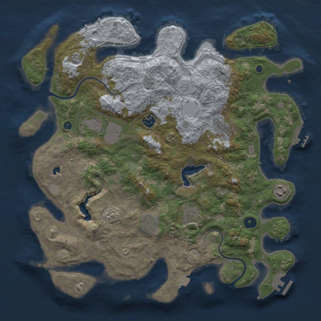 Rust Map: Procedural Map, Size: 4000, Seed: 1284123675, 13 Monuments