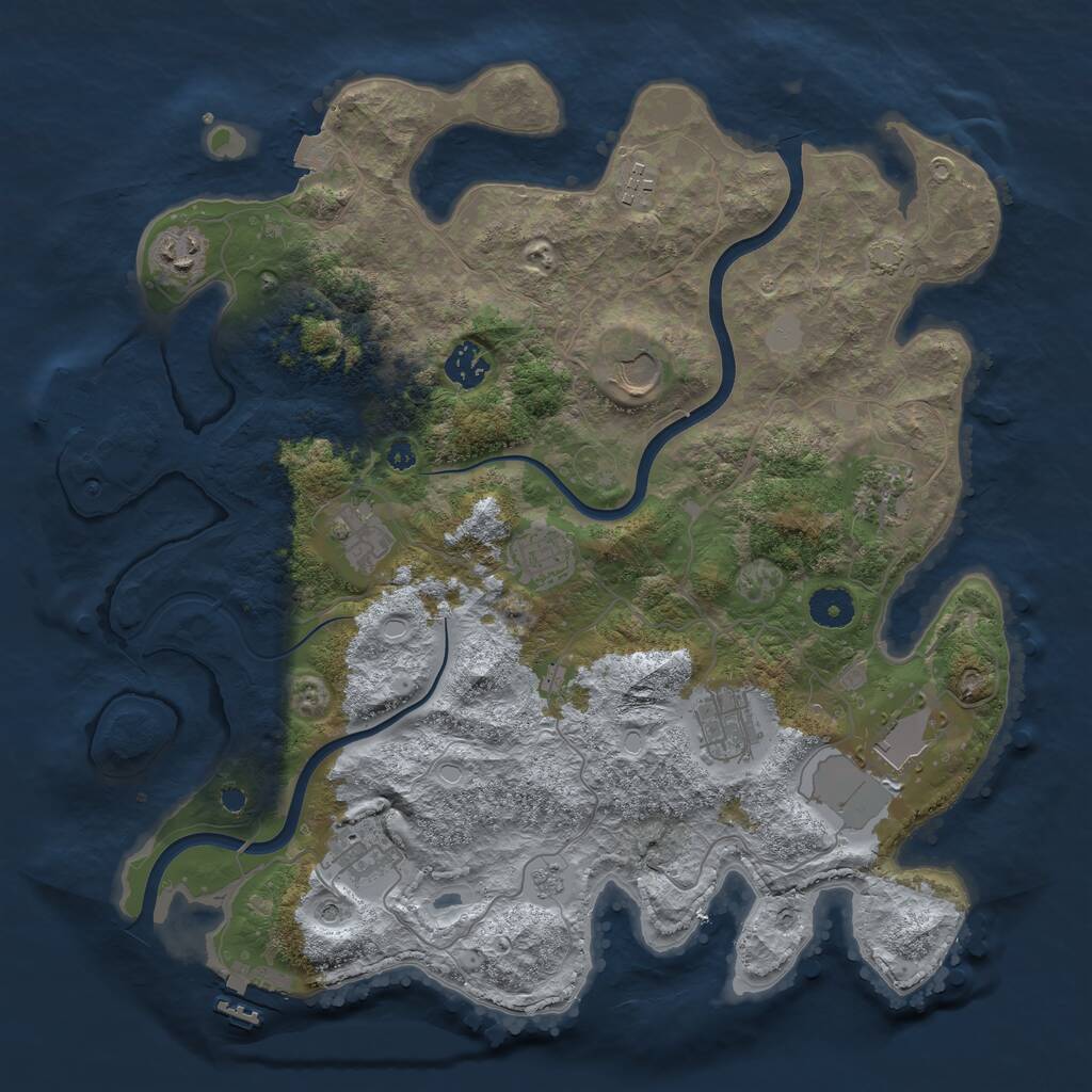 Rust Map: Procedural Map, Size: 3800, Seed: 18830589, 16 Monuments
