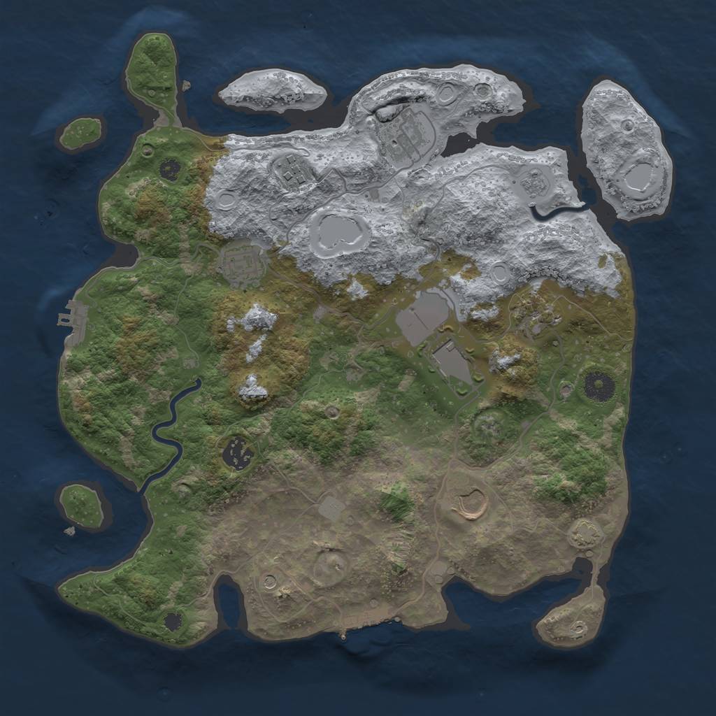 Rust Map: Procedural Map, Size: 3500, Seed: 14356095, 15 Monuments