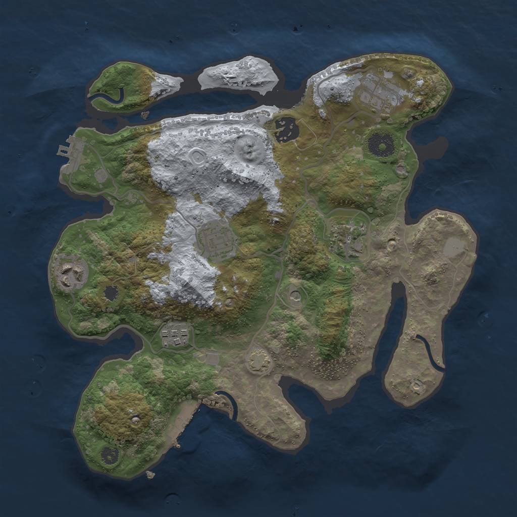 Rust Map: Procedural Map, Size: 3000, Seed: 24675, 13 Monuments