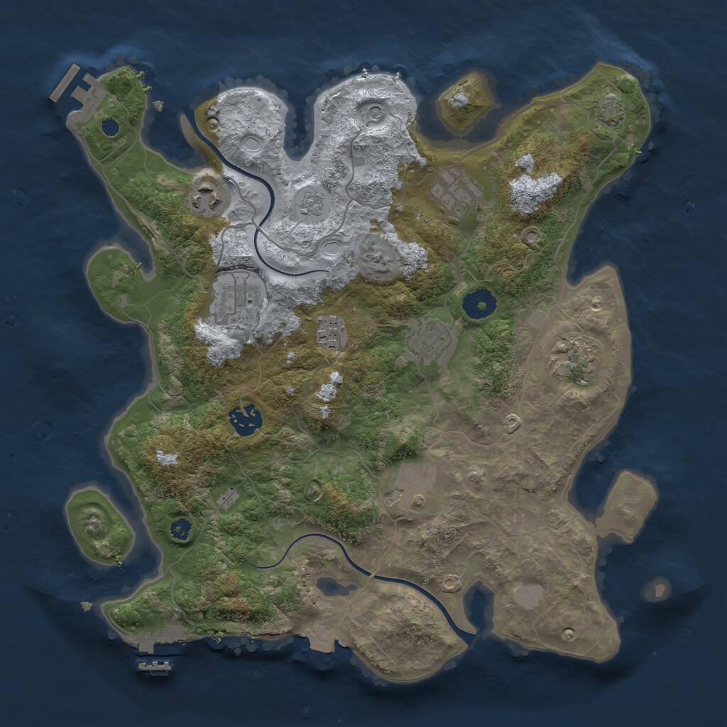 Rust Map: Procedural Map, Size: 3450, Seed: 99168660, 14 Monuments