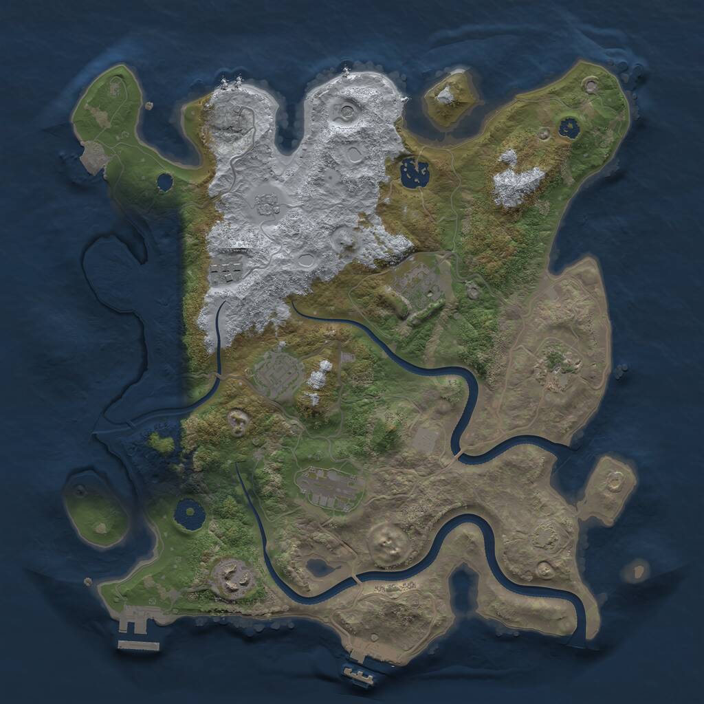 Rust Map: Procedural Map, Size: 3450, Seed: 99168660, 13 Monuments