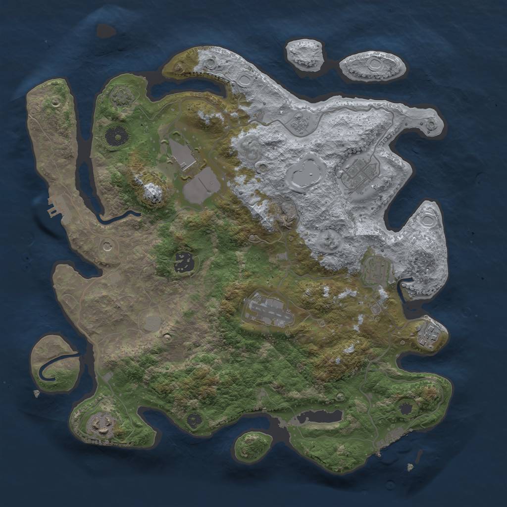 Rust Map: Procedural Map, Size: 3550, Seed: 72010339, 15 Monuments