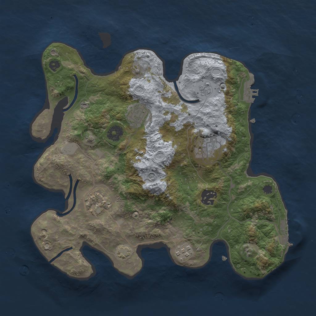 Rust Map: Procedural Map, Size: 3000, Seed: 3433, 13 Monuments