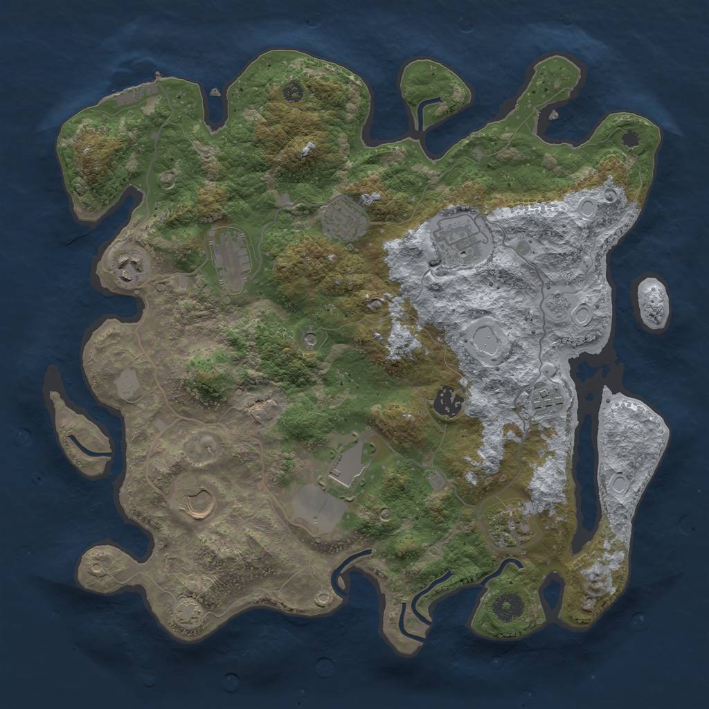 Rust Map: Procedural Map, Size: 3600, Seed: 46102462, 16 Monuments