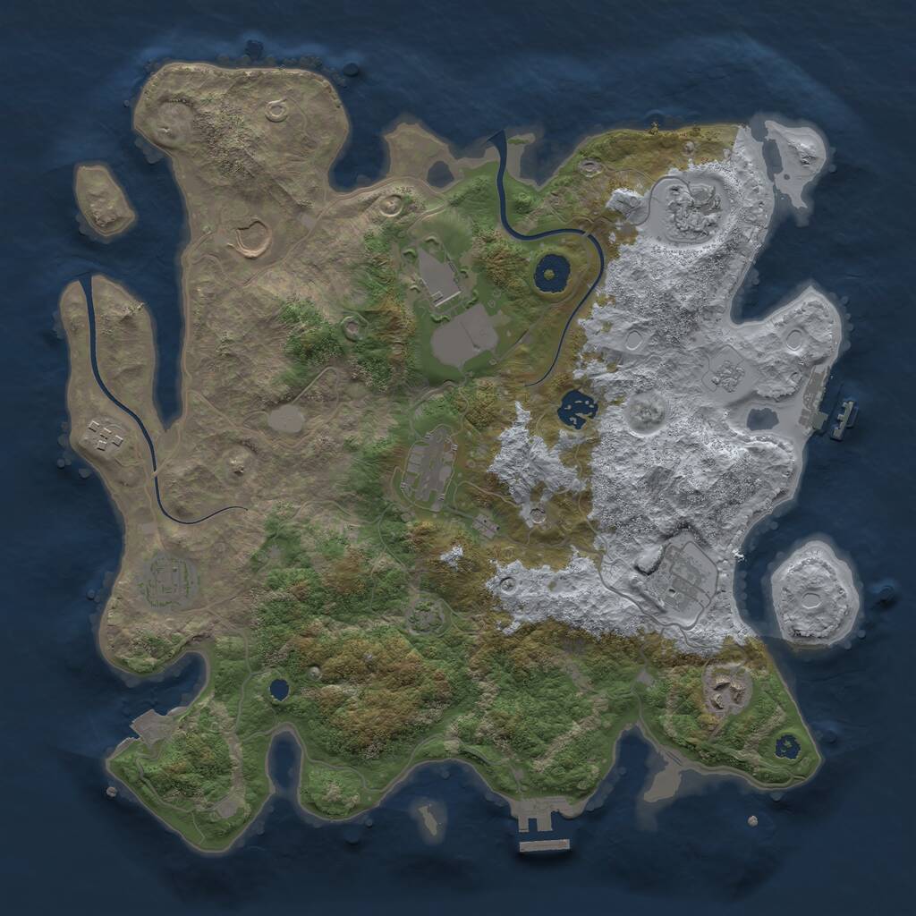 Rust Map: Procedural Map, Size: 3700, Seed: 26153475, 15 Monuments