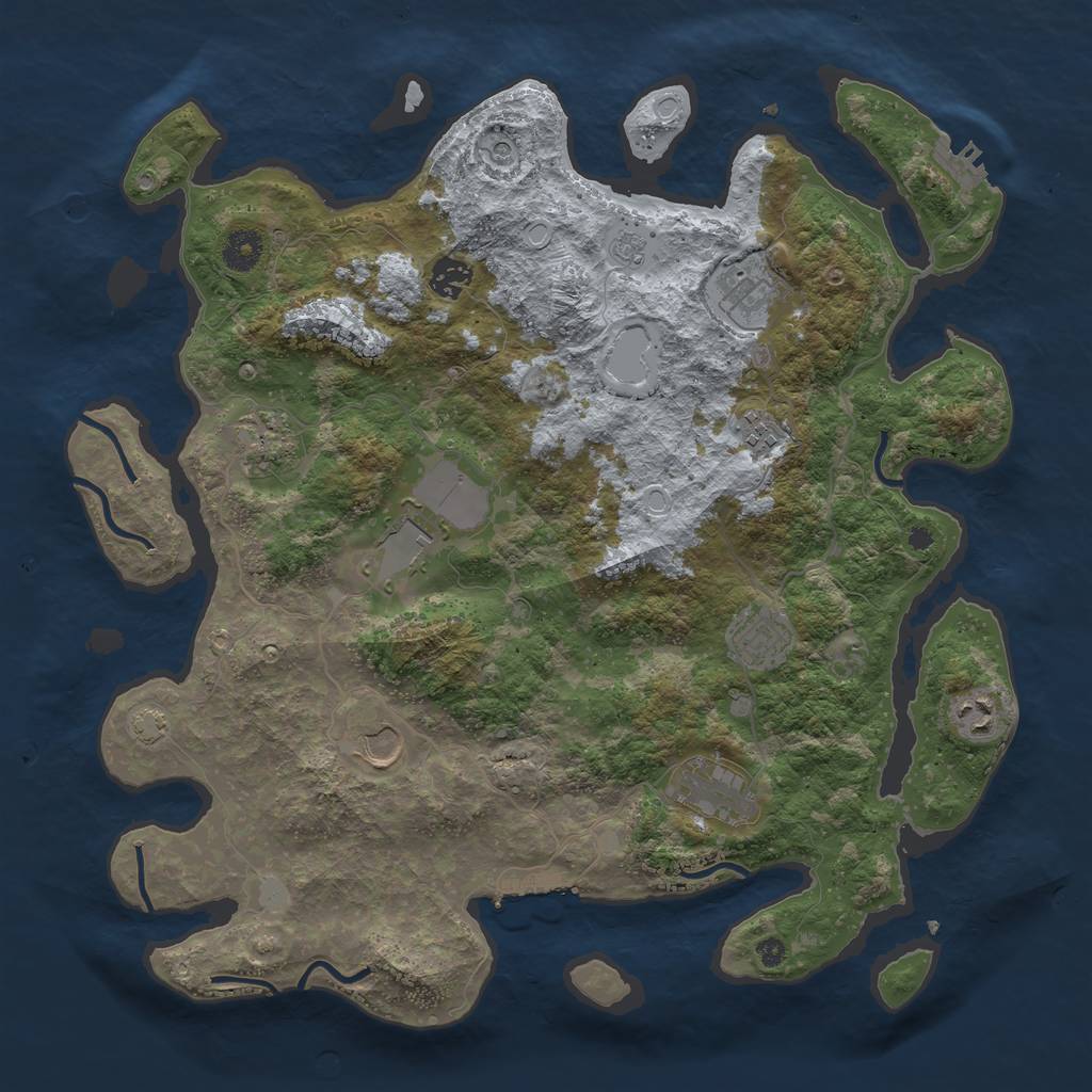 Rust Map: Procedural Map, Size: 3950, Seed: 45571, 17 Monuments