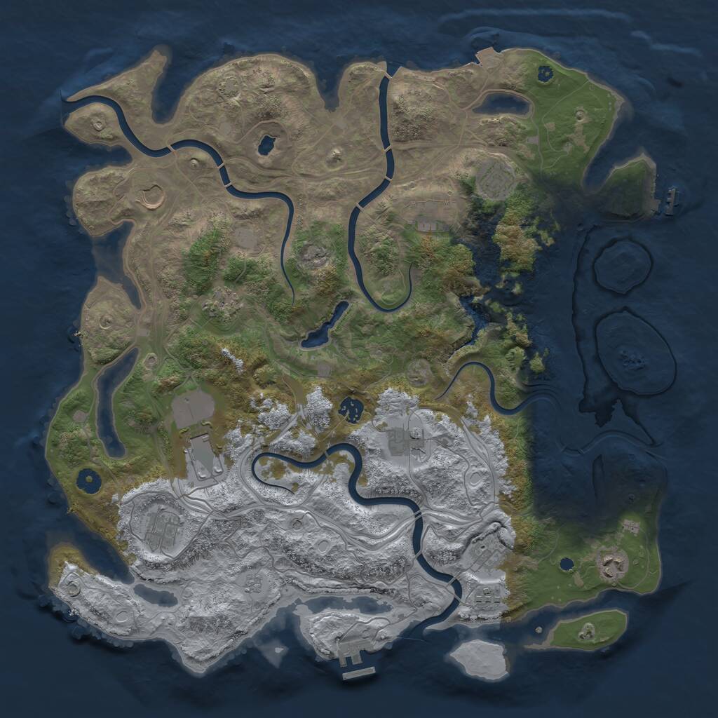 Rust Map: Procedural Map, Size: 4400, Seed: 84989387, 17 Monuments