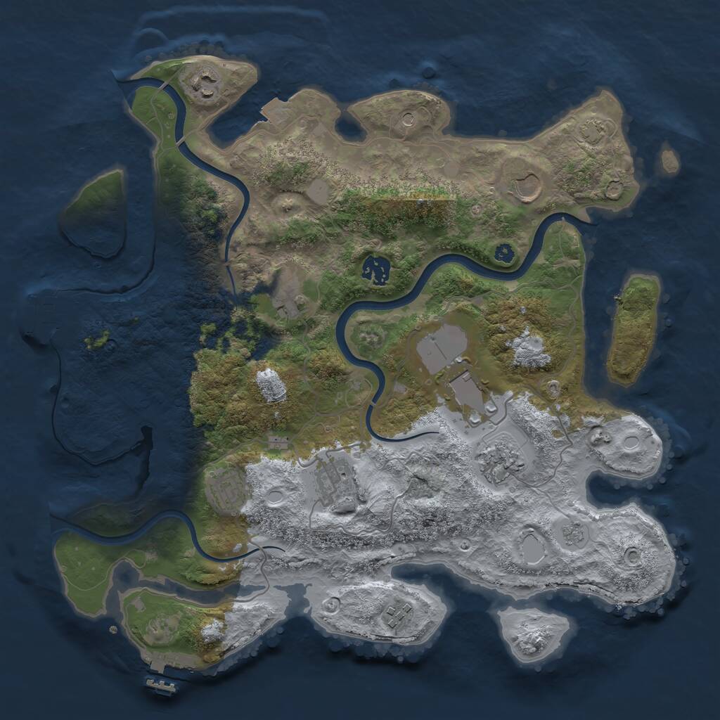 Rust Map: Procedural Map, Size: 3700, Seed: 20062459, 15 Monuments