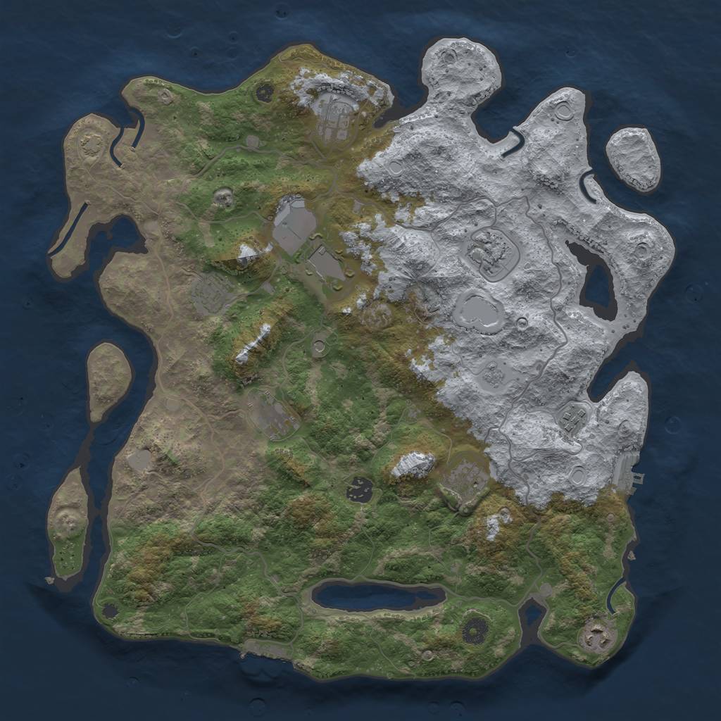 Rust Map: Procedural Map, Size: 4100, Seed: 38205229, 17 Monuments