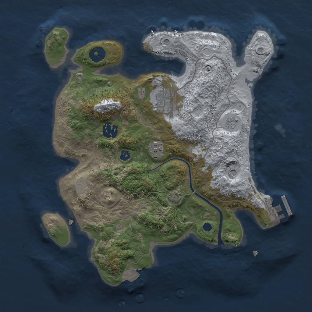 Rust Map: Procedural Map, Size: 3000, Seed: 83767, 8 Monuments