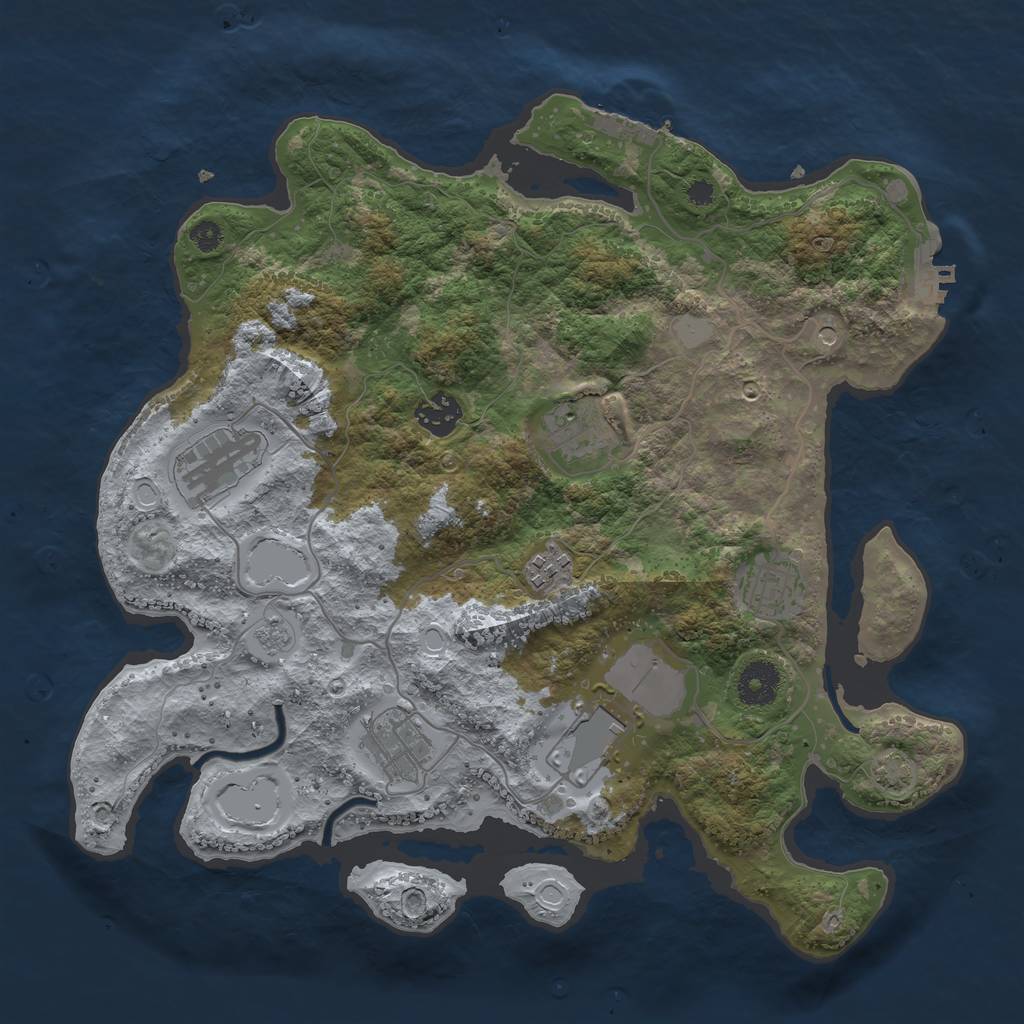 Rust Map: Procedural Map, Size: 3500, Seed: 1080408904, 15 Monuments