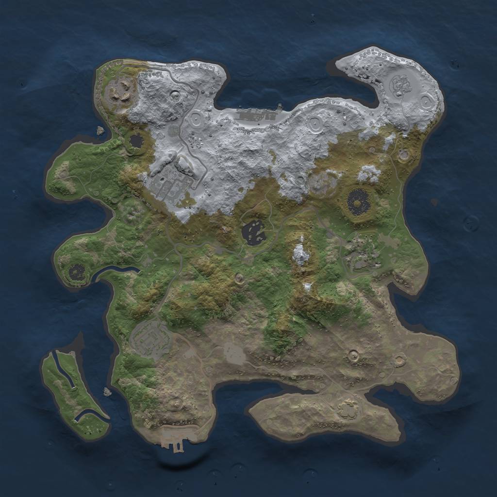 Rust Map: Procedural Map, Size: 3000, Seed: 27273, 12 Monuments
