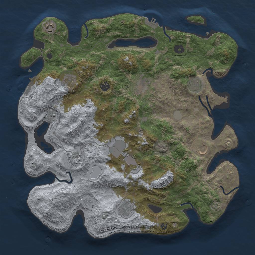 Rust Map: Procedural Map, Size: 3900, Seed: 16029866, 18 Monuments