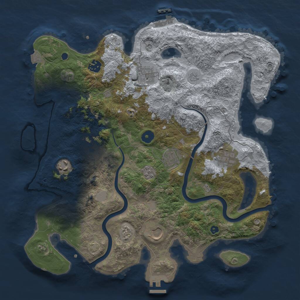 Rust Map: Procedural Map, Size: 3650, Seed: 21793174, 14 Monuments